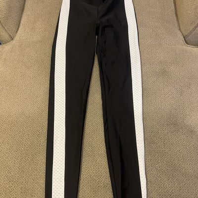 Womens Koral Shiny Black White Spandex Leggings Small